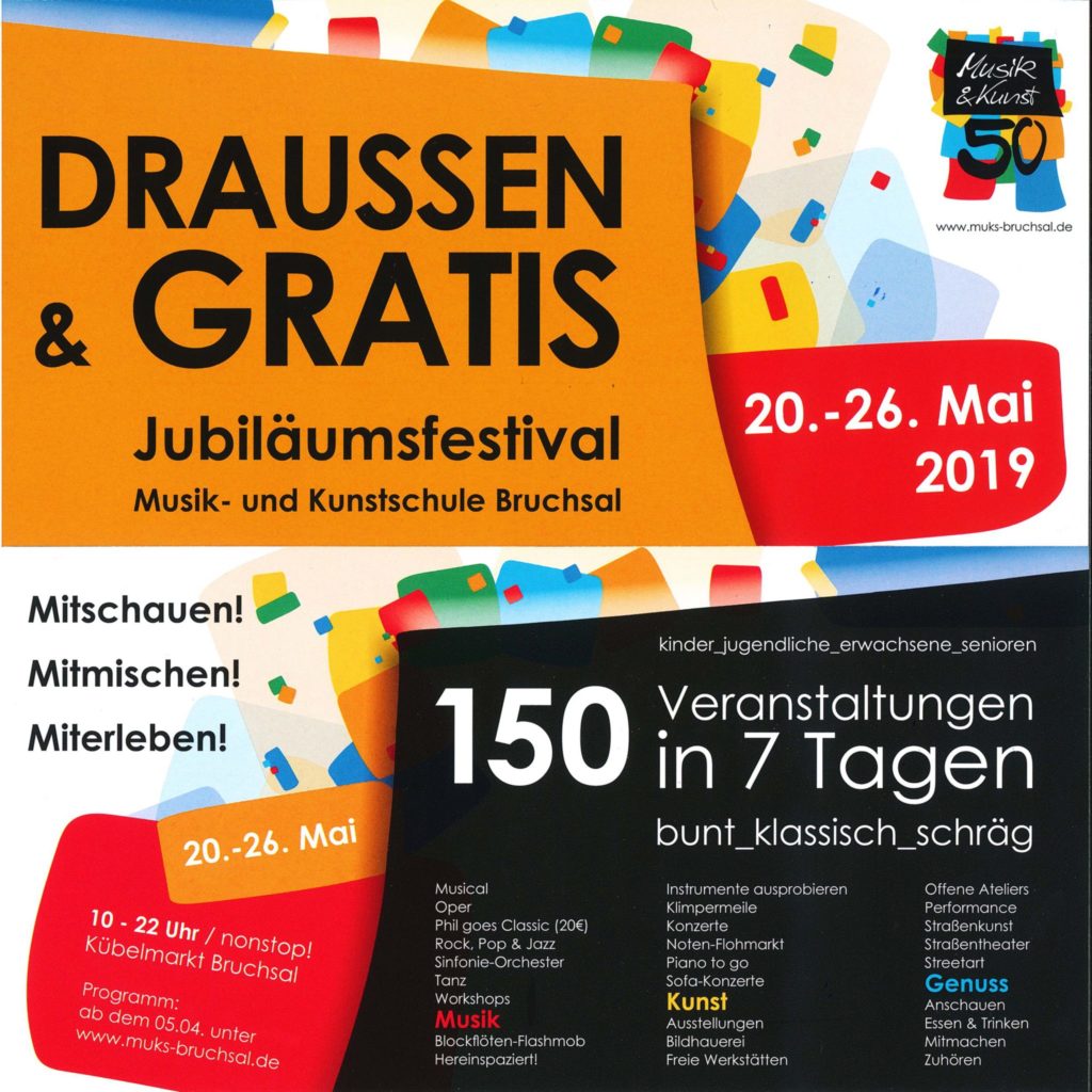 Jubilaumsfestival Draussen Gratis Muksbruchsal De Musik Und Kunstschule Bruchsal musik und kunstschule bruchsal